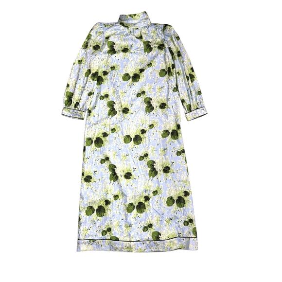 Tuckernuck Hydrangea Blooms Faven Dress Sz Medium Satin High Neck *Missing Belt - Picture 2 of 11